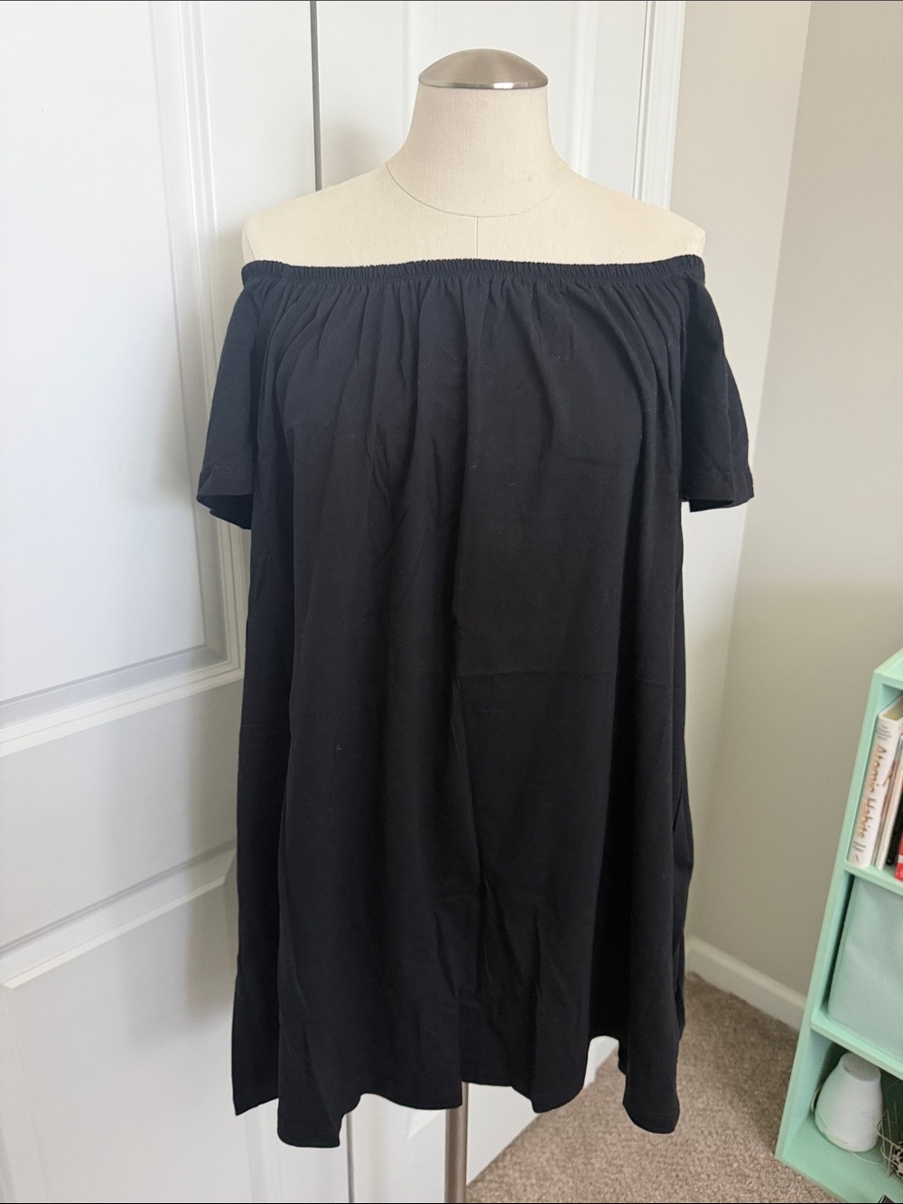 ASOS Black Off-Shoulder Top with Elastic Neckline